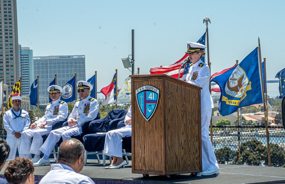 MESG 1 hold a Retirement Ceremony in Honor of Cmdr. Erin A. Griffith aboard the USS Midway (CV 41) Museum in San Diego