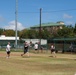 U.S. Navy Sailors from Abraham Lincoln, Gridley participate in a softball game during RIMPAC 2022