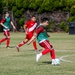 U.S. Navy Sailors from Abraham Lincoln participate in a soccer game against Peruvian sailors during RIMPAC 2022