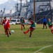 U.S. Navy Sailors from Abraham Lincoln participate in a soccer game against Peruvian sailors during RIMPAC 2022