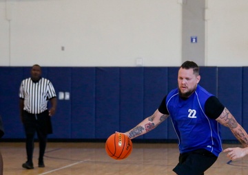 U.S. Navy Sailors from Abraham Lincoln, Gridley participate in a basketball game during RIMPAC 2022