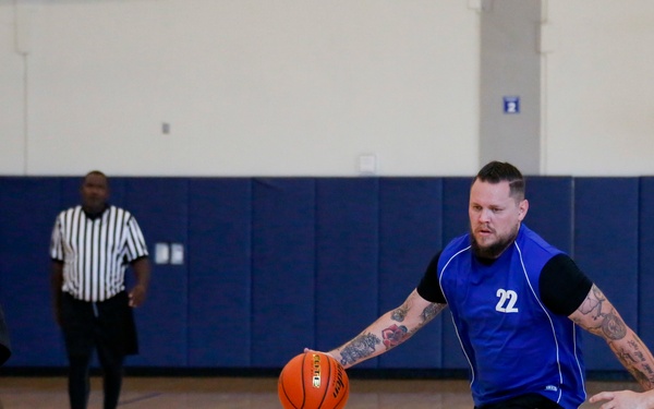 U.S. Navy Sailors from Abraham Lincoln, Gridley participate in a basketball game during RIMPAC 2022