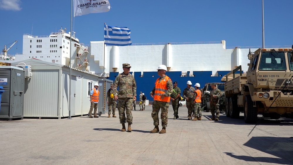 Commander of the 101st Airborne Division (Air Assault) travels to Greece to observe the port operations