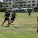 U.S. Navy Sailors from Abraham Lincoln, Fitzgerald compete in a soccer game during RIMPAC 2022