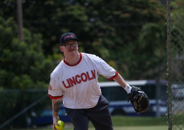 U.S., Canadian Sailors Play Softball