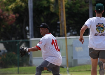 U.S., Canadian Sailors play softball during RIMPAC 2022