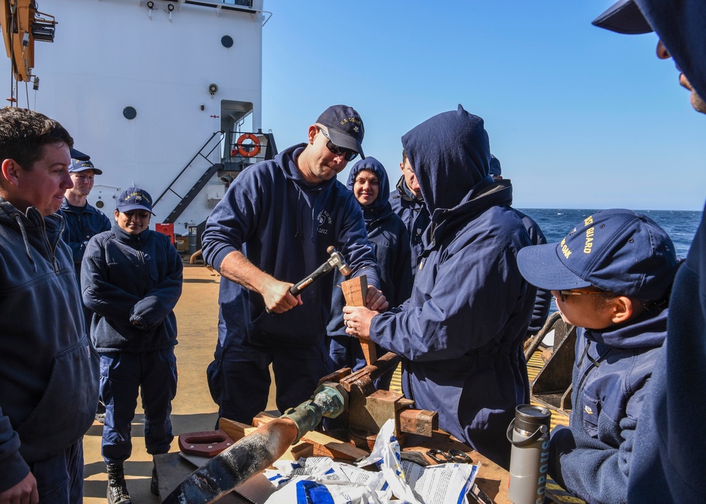 U.S. Coast Guard Oak crew trains enroute to Exercise Argus