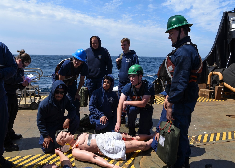 U.S. Coast Guard Oak crew trains enroute to Exercise Argus