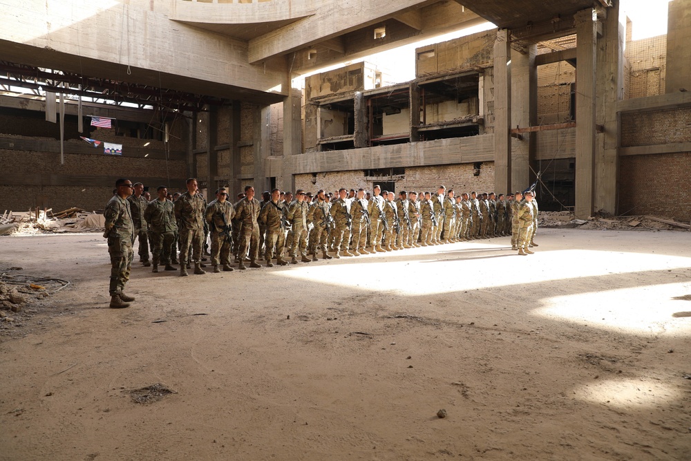 CJTF-OIR’s Task Force Santiago conducts a Soldier sleeve insignia ceremony June 22, 2022, at Union III Forward Operating Base, Iraq