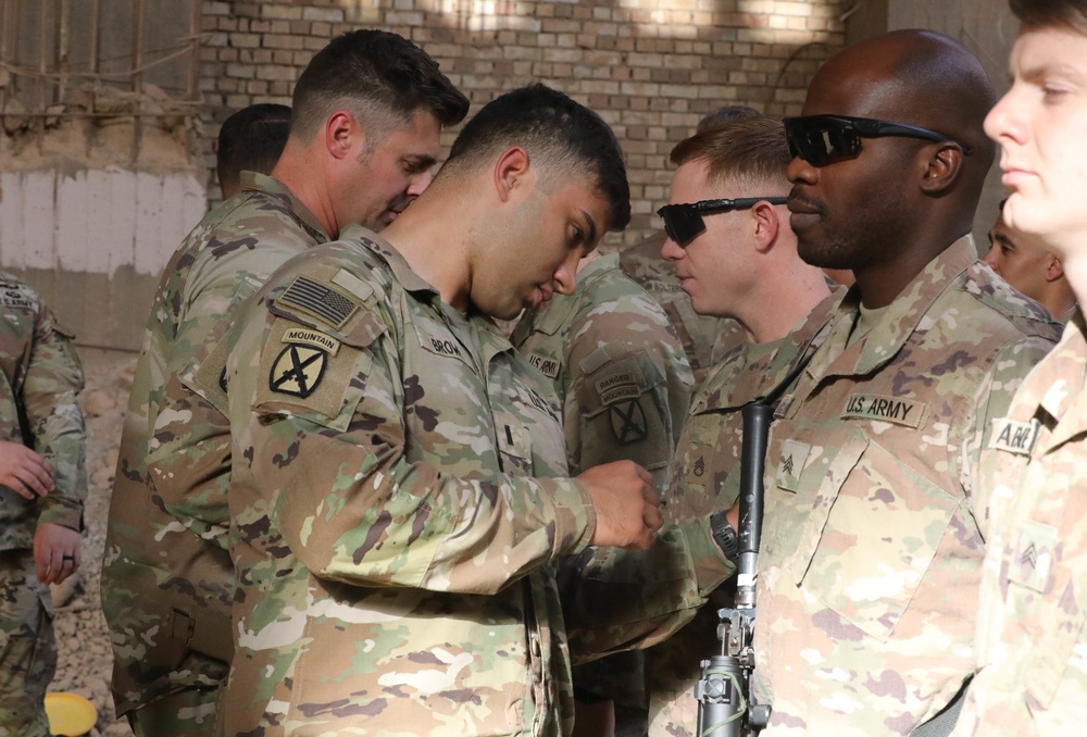 CJTF-OIR’s Task Force Santiago conducts a Soldier sleeve insignia ceremony June 22, 2022, at Union III Forward Operating Base, Iraq