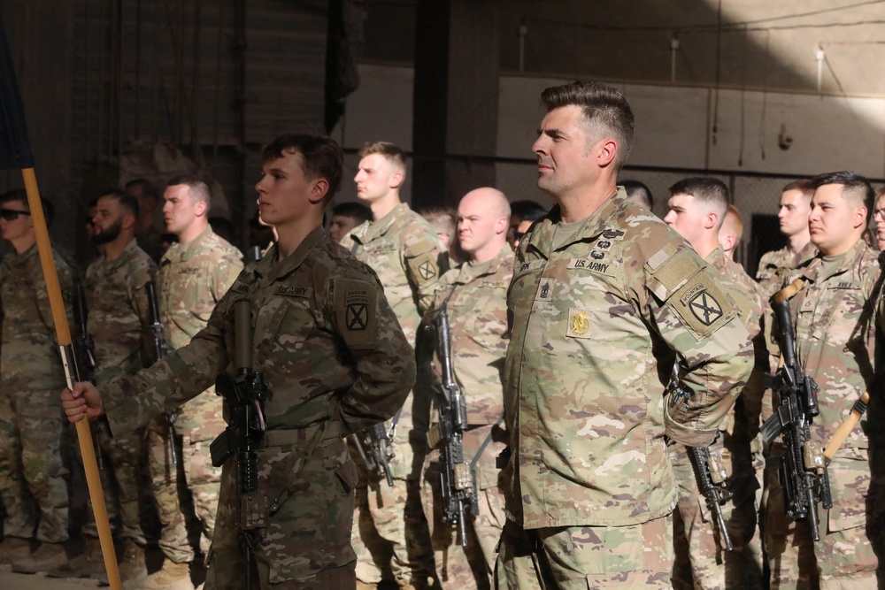 CJTF-OIR’s Task Force Santiago conducts a Soldier sleeve insignia ceremony June 22, 2022, at Union III Forward Operating Base, Iraq