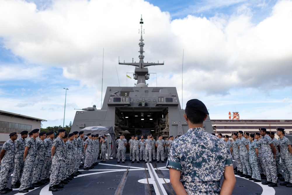 Republic of Singapore Navy observing Colours in Pearl Harbor