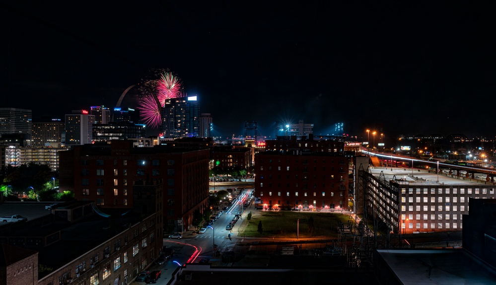 Fourth of July Fireworks Over the Gateway Arch