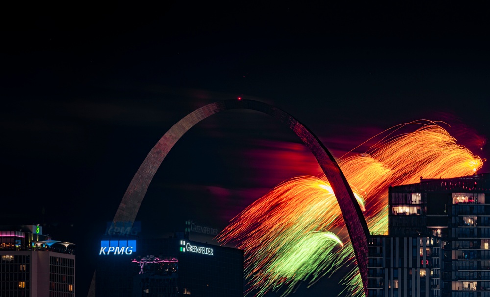 Fourth of July Fireworks Over the Gateway Arch