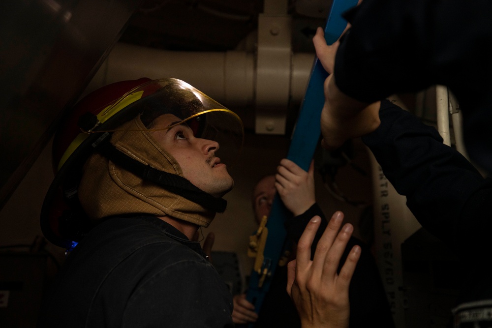 Sailors Conduct Damage Control Drill Aboard USS Dewey (DDG 105)