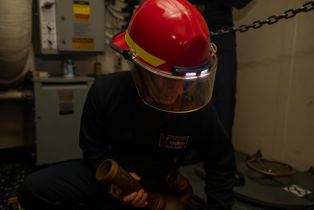 Sailors Conduct Damage Control Drill Aboard USS Dewey (DDG 105)