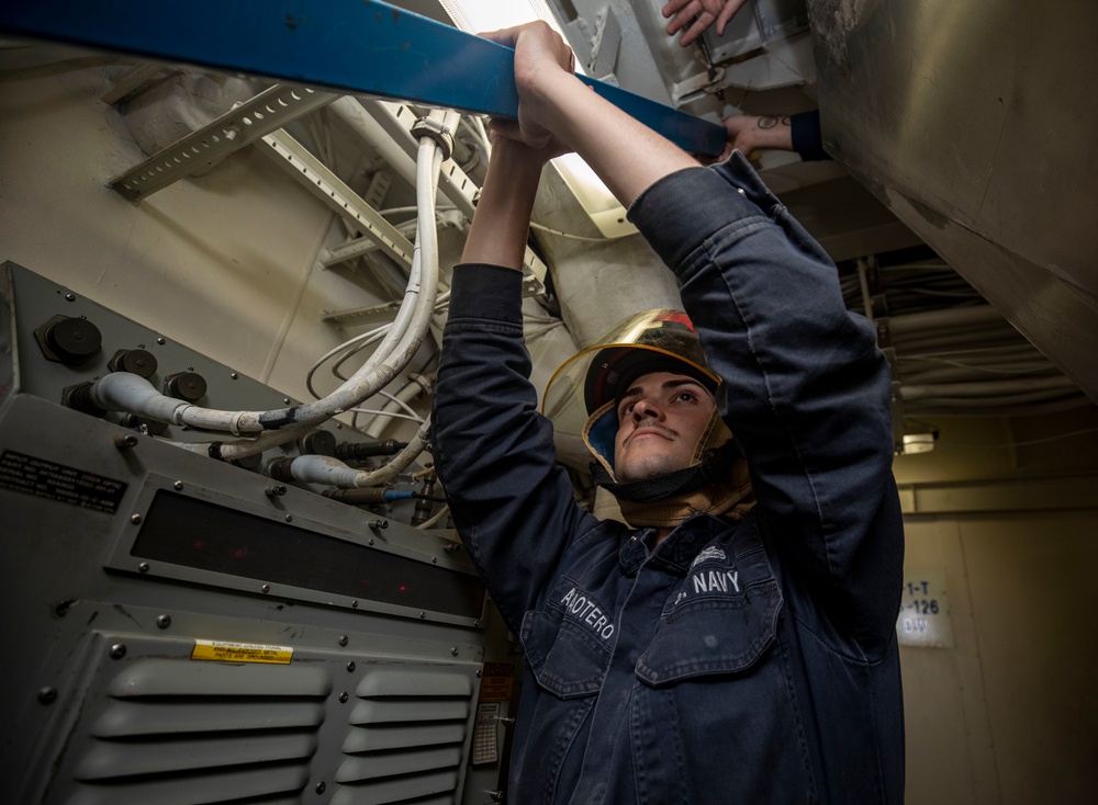 Sailors Conduct Damage Control Drill Aboard USS Dewey (DDG 105)