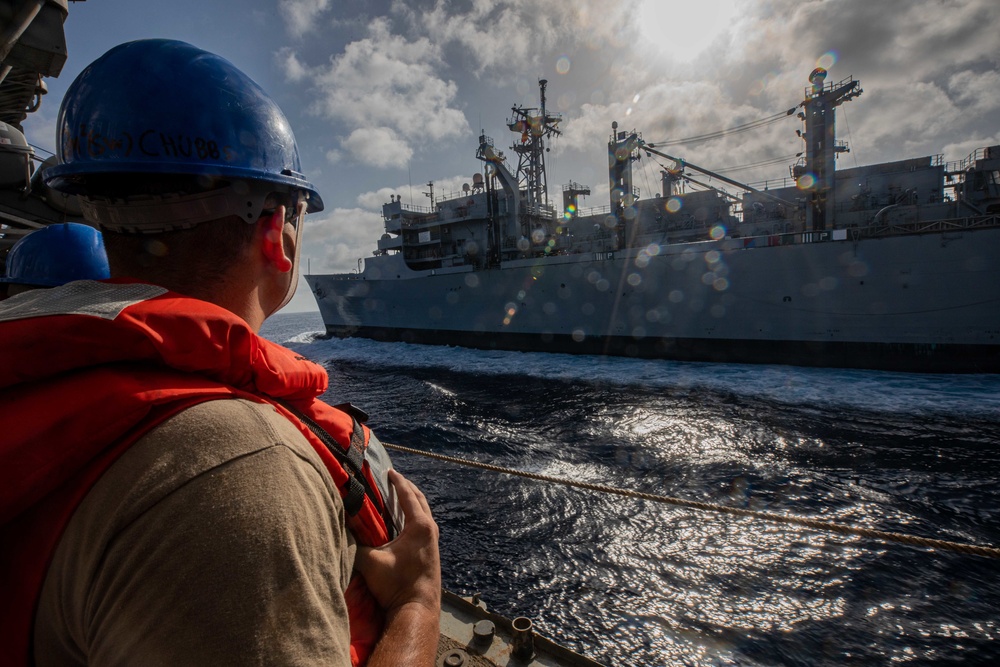 USS San Jacinto conducts replenishment at sea