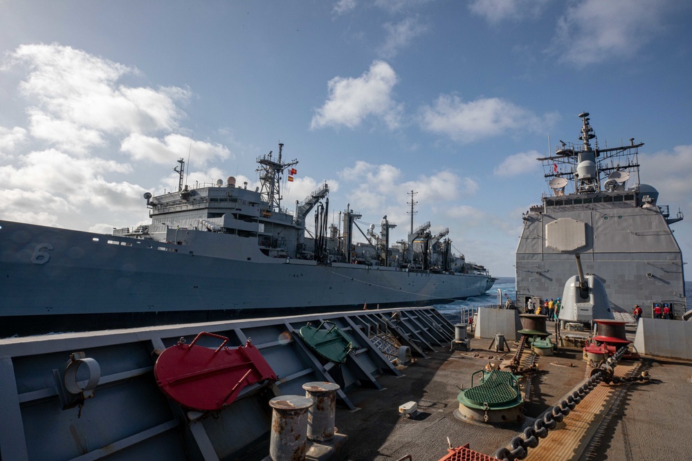 USS San Jacinto conducts replenishment at sea