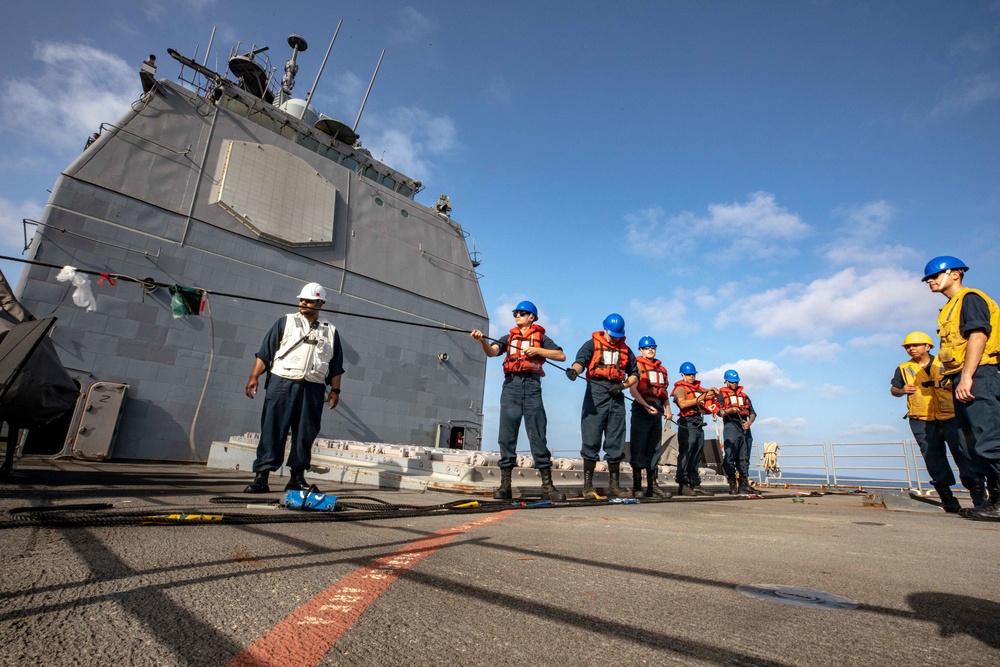 USS San Jacinto conducts replenishment at sea