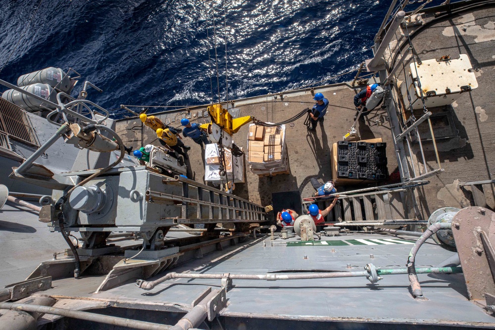 USS San Jacinto conducts replenishment at sea