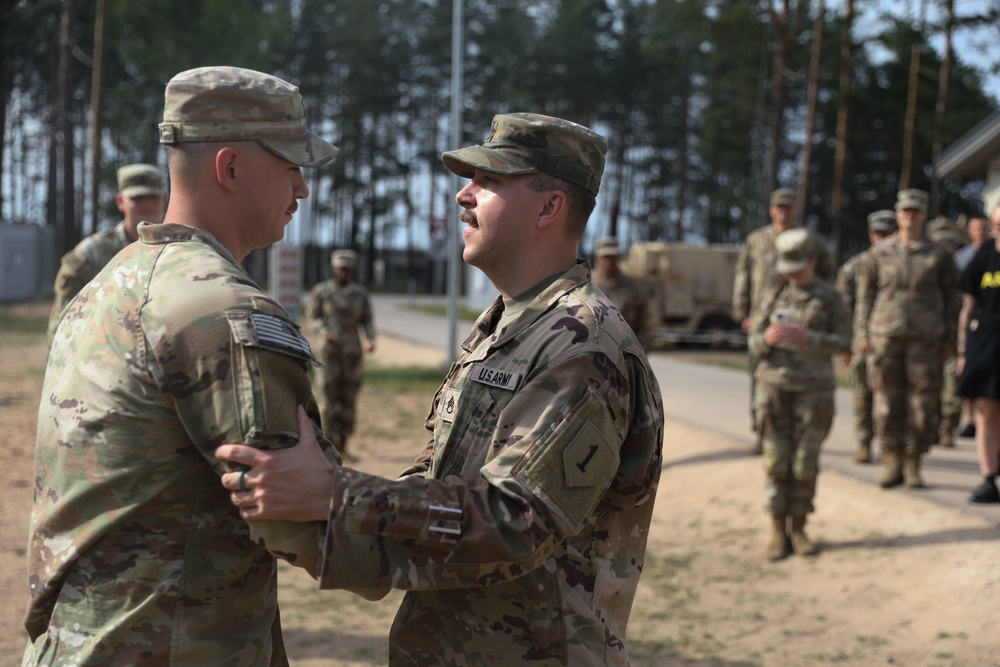 1st Infantry Division Artillery Soldier promotes to the rank of sergeant