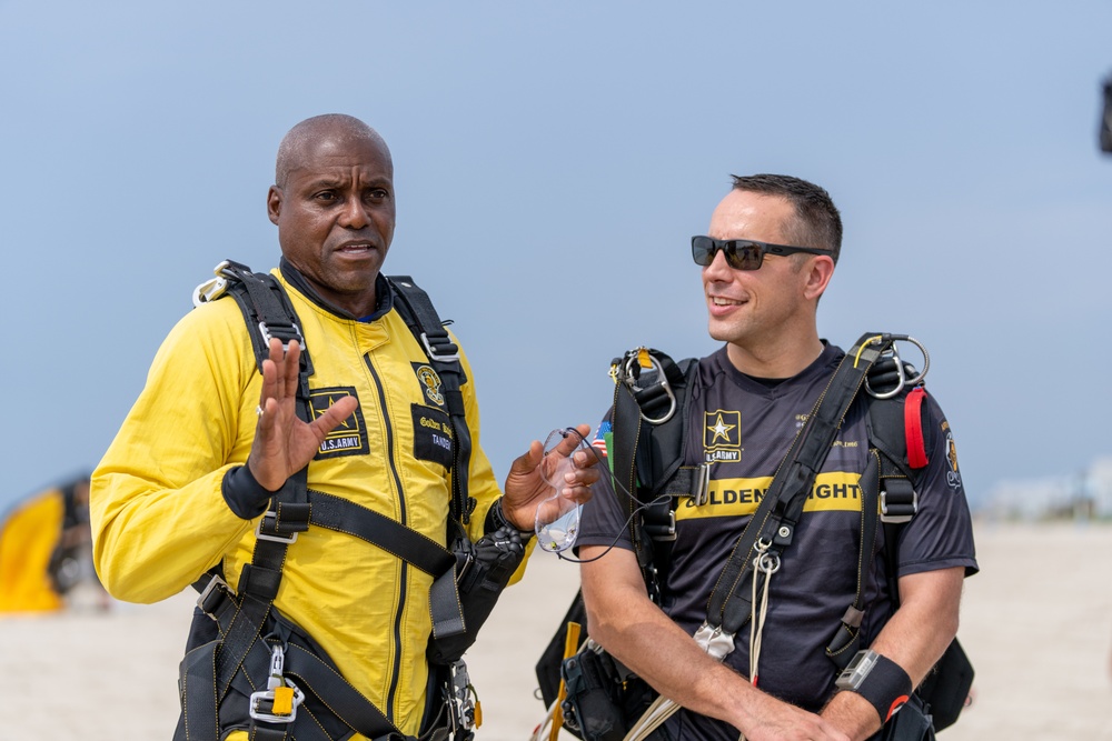 9x Olympic gold medalist Carl lewis with the Army Golden Knights