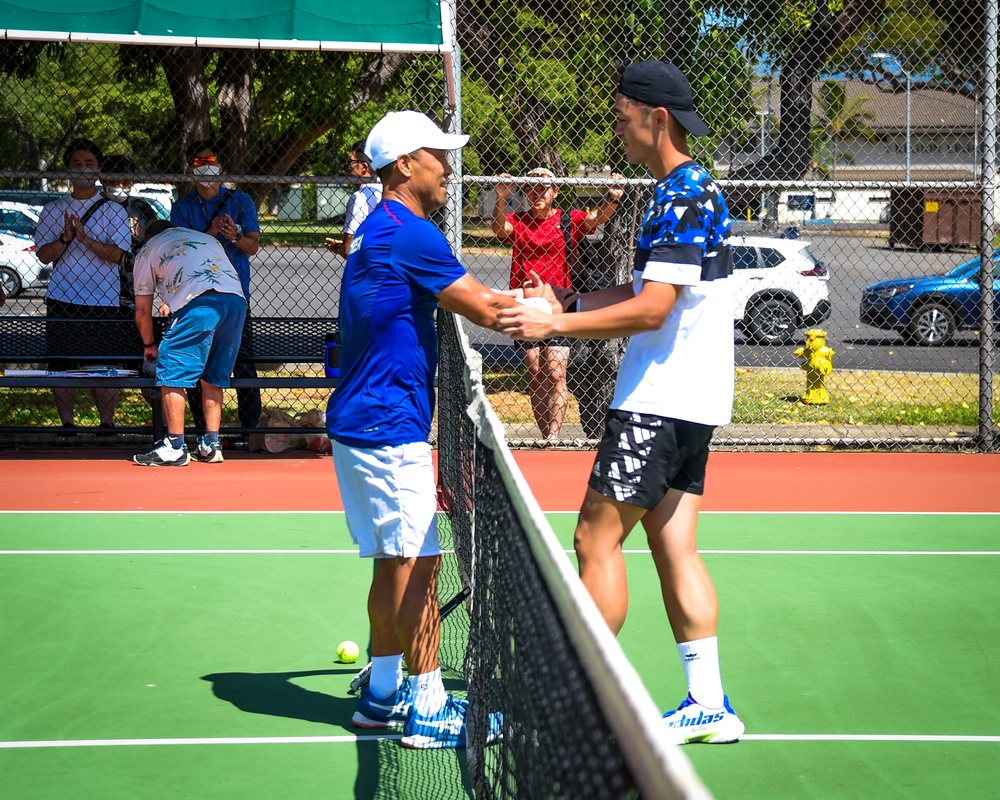 Japanese and Republic of Korea Sailors Compete in Tennis Tournament at RIMPAC 2022