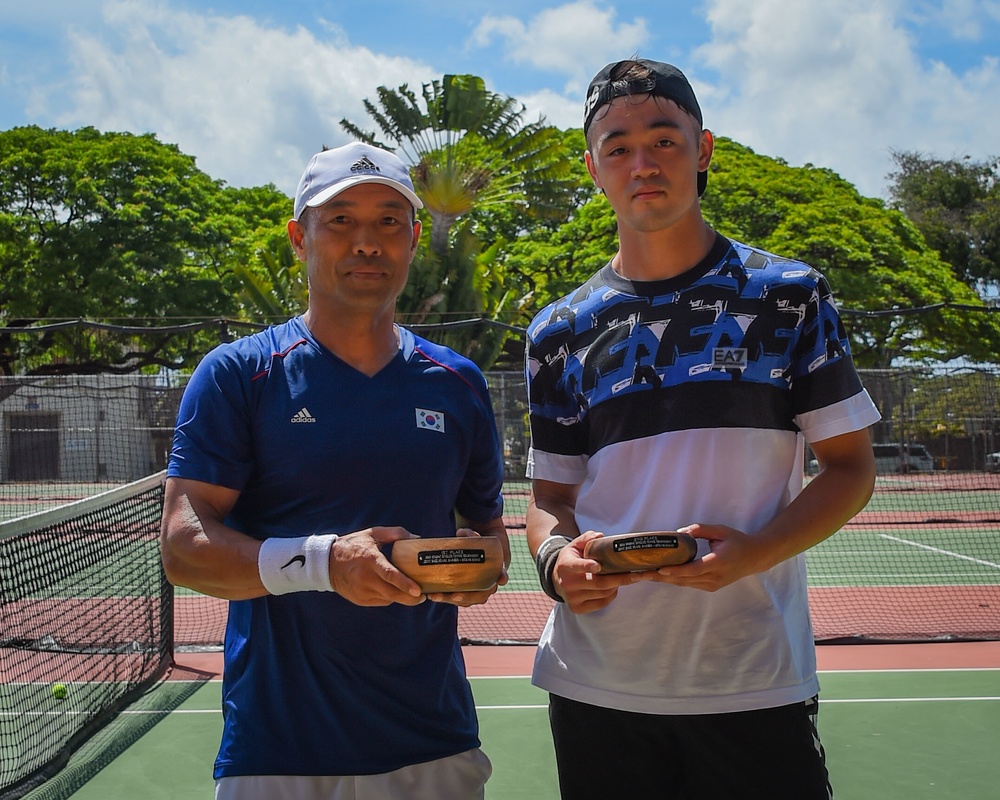 Japanese and Republic of Korea Sailors Compete in Tennis Tournament at RIMPAC 2022