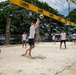 U.S. Navy Sailors from Abraham Lincoln, William P. Lawrence compete in a volleyball game during RIMPAC 2022