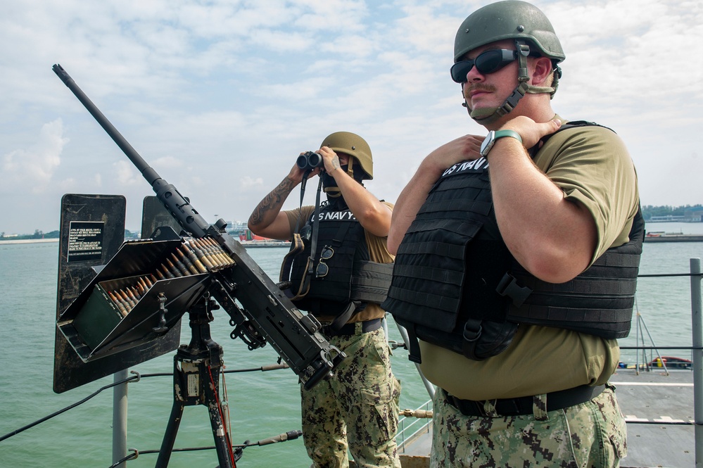 USS Frank Cable Departs Singapore