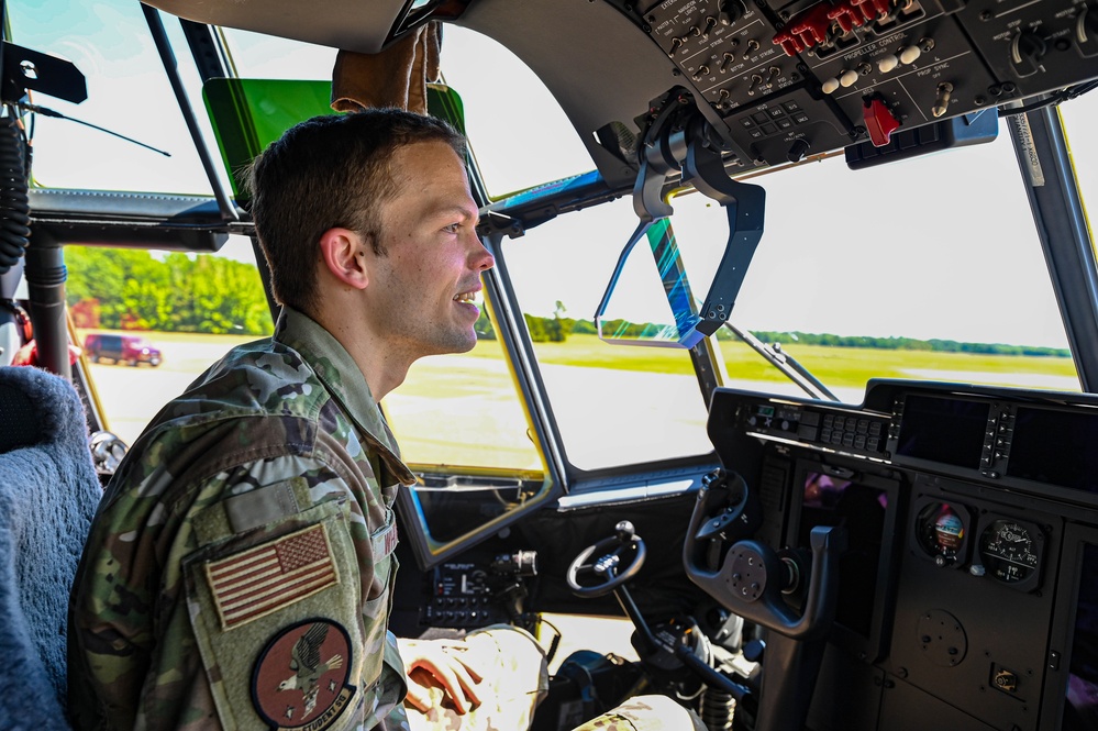 Student sits in MC-130J