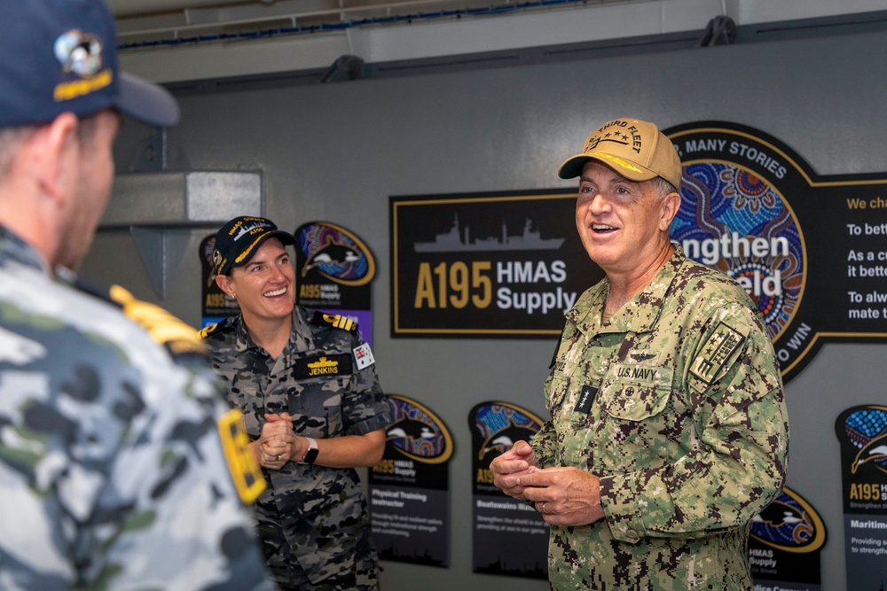 Vice Adm. Michael Boyle visit to HMAS Supply