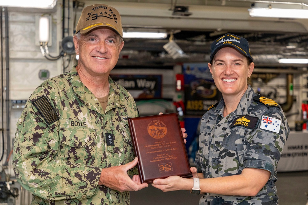 Vice Adm. Michael Boyle visit to HMAS Supply