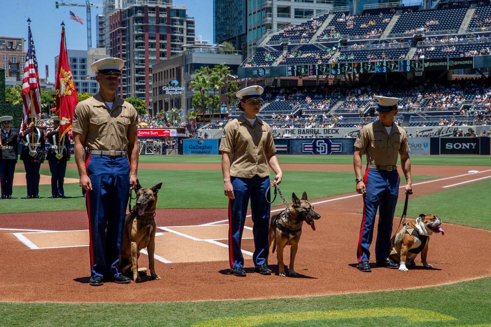 Marines visit the San Diego Padres