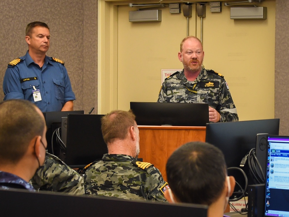 RAN Commodore O' Grady delivers remarks to to Combined Force Maritime Component at RIMPAC 2022