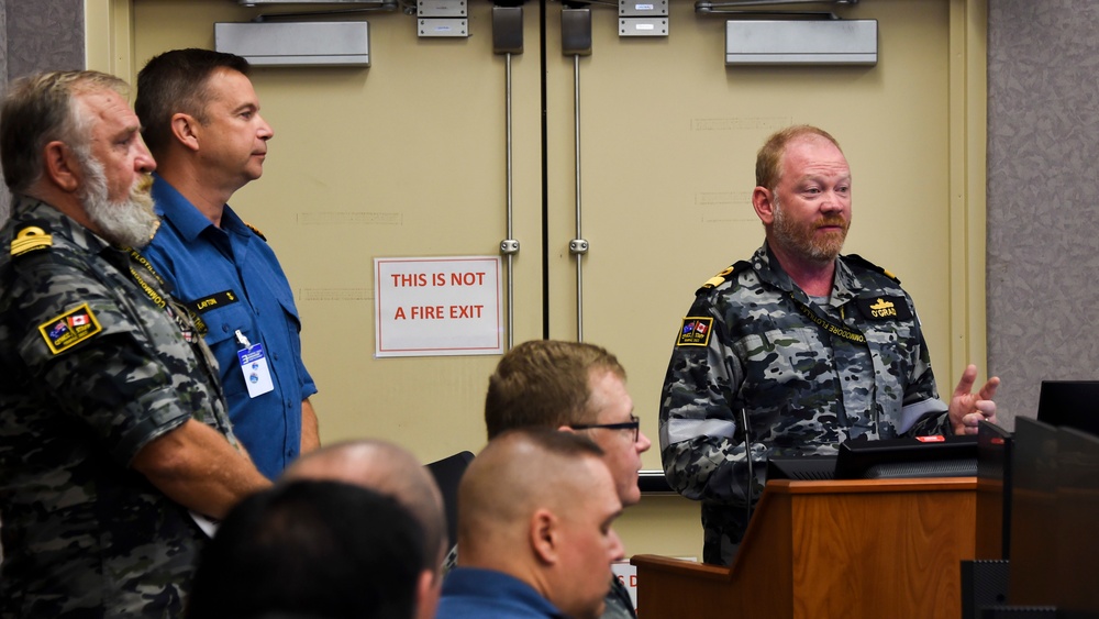 RAN Commodore O' Grady delivers remarks to to Combined Force Maritime Component at RIMPAC 2022