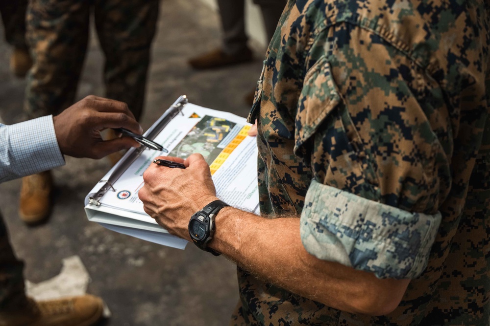 U.S. Marine Corps Maj. Gen. Stephen E. Liszewski tours Marine Corps Air Station Futenma