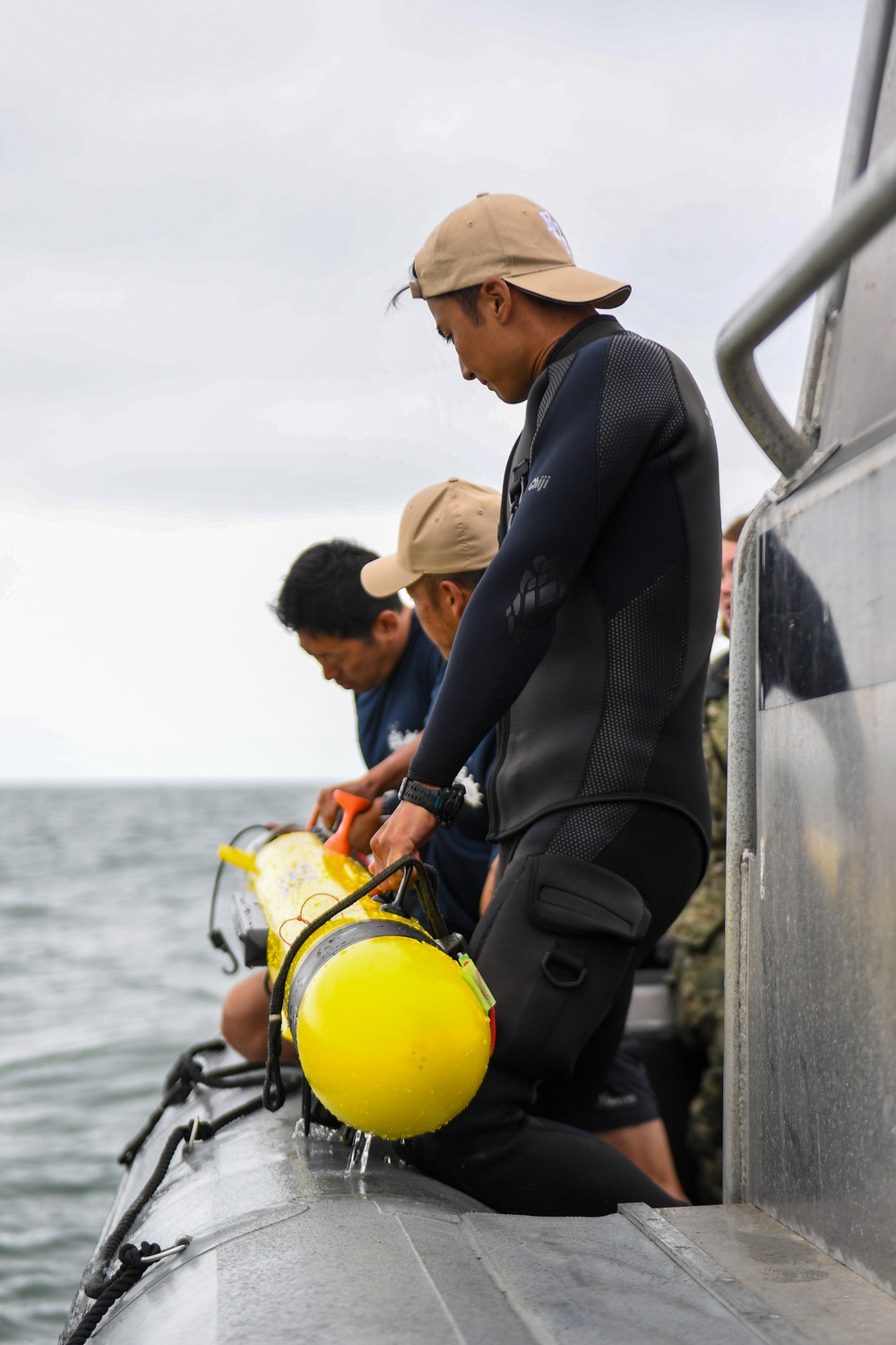 Japan Maritime Self-Defense Force Sailors Conduct AUV Calibration