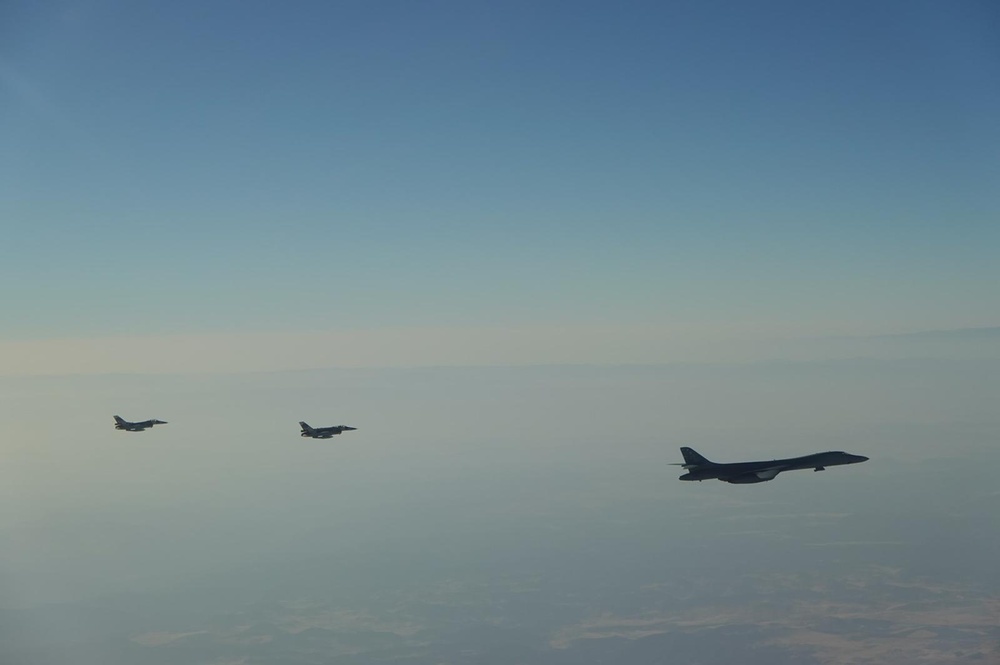 U.S. B-1B Lancer and Moroccan Aircraft support African Lion 22