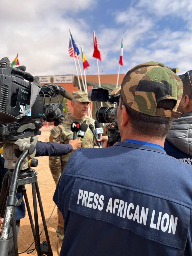 U.S. Army General Stephen Townsend addresses members of the media during African Lion 22