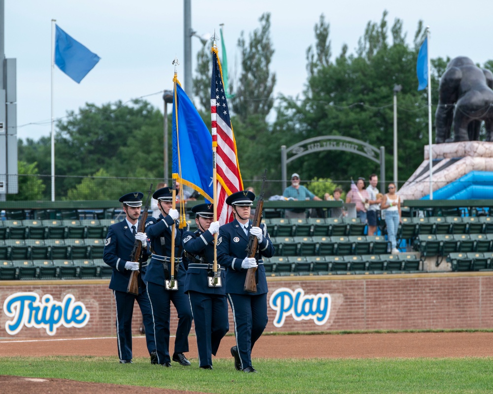 115th FW Base Honor Guard presents the colors at Madison Baseball Game