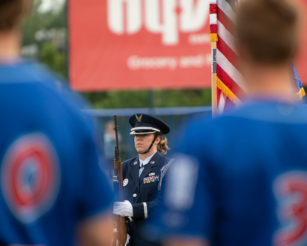 115th FW Base Honor Guard presents the colors at Madison Baseball Game