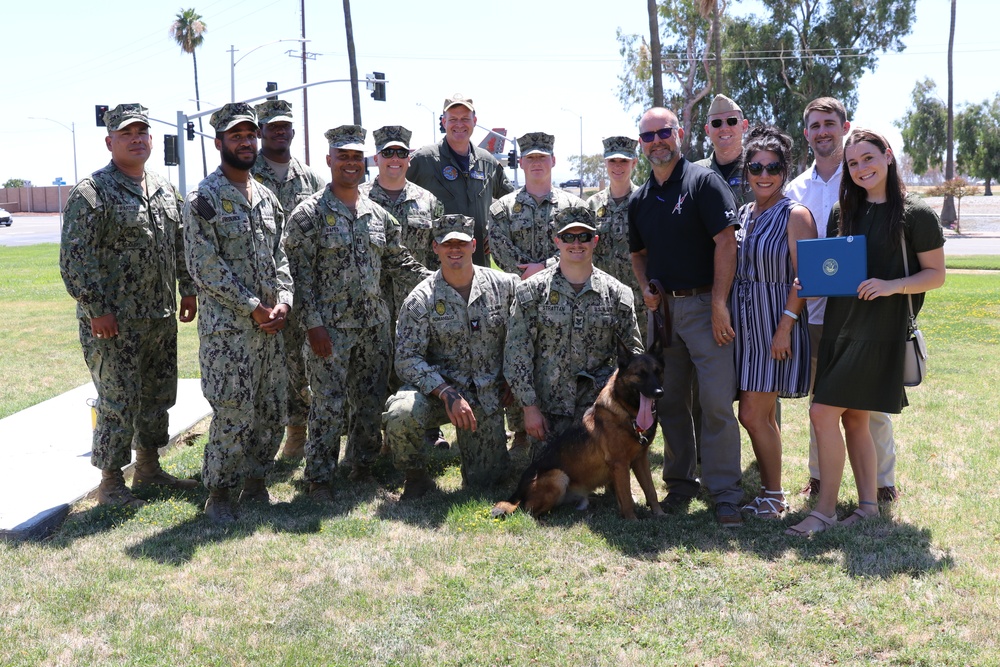 Military Working Dog awarded the Navy and Marine Corps Achievement Medal