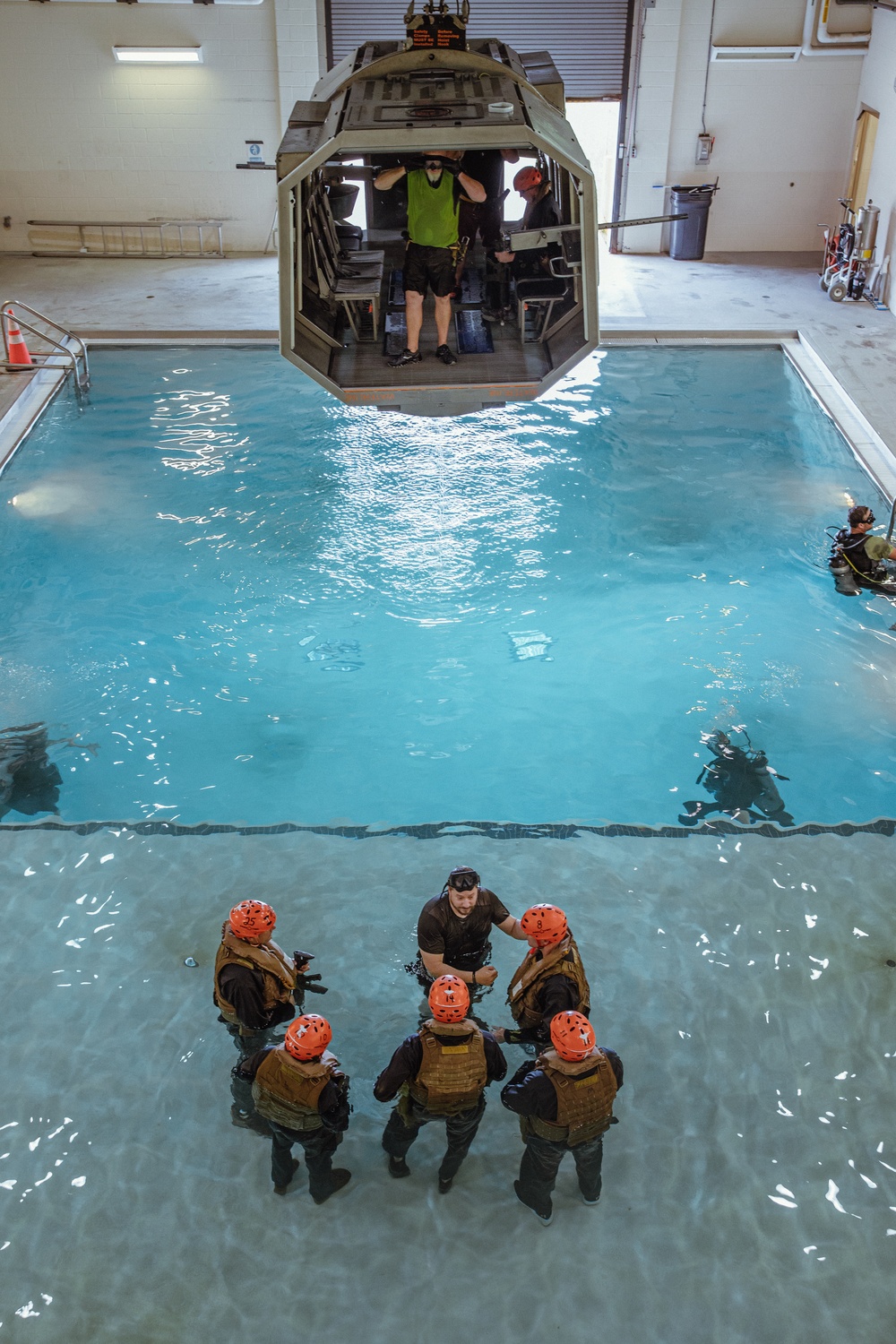 U.S. Marines with 26th Marine Expeditionary Unit conduct underwater egress training
