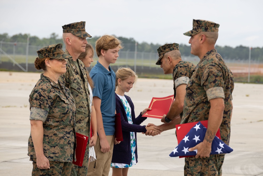 MCAS New River; Change of command; Col. Curtis V. Ebitz; Commanding officer; Col. Garth W. Burnett; MCIEAST; Tradition