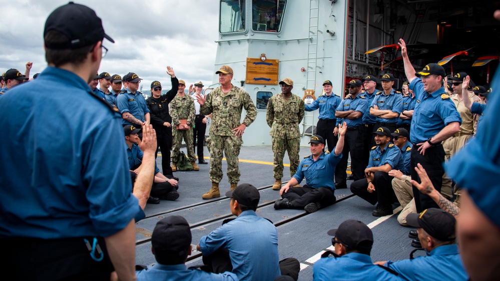 RIMPAC Commander Addresses the Crew of HMCS Vancouver (FFH 331)