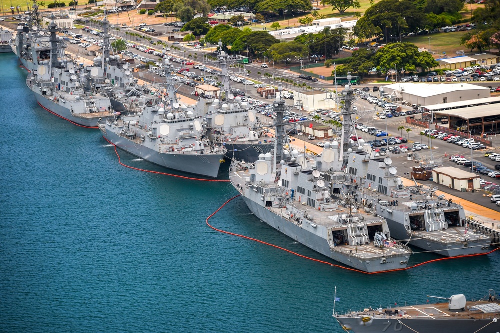 Multi-national ships moored at JBPHH during RIMPAC 2022