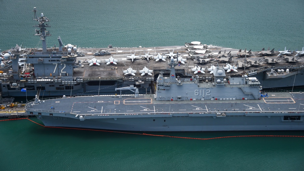 Multi-national ships moored at Joint Base Pearl Harbor-Hickam during RIMPAC 2022