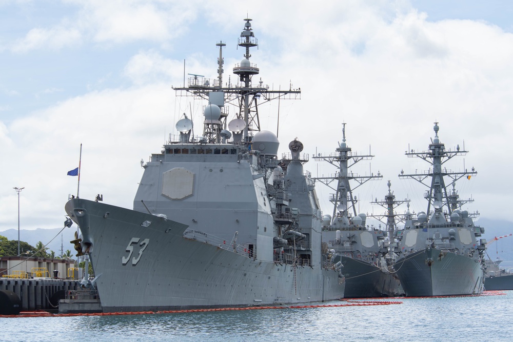 U.S. ships moored at Joint Base Pearl Harbor-Hickam during Rim of the Pacific (RIMPAC) 2022.